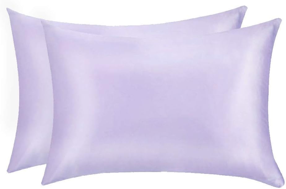 - Jocoku 100% Mulberry Silk Pillowcases Set of 2 for Hair and Skin and Super Soft and Breathable Standard Size Nature Silk Pillowcases (Standard, Light Purple)