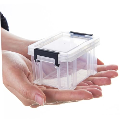 Image of Totority Mini Storage Boxes Set of 4 Clear Plastic Storage Containers 3.26X2.55X1.96 Inch Compact Organizer for Toy Craft Supplies and Home Sundries