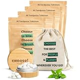 CHOOSE Zahnputztabletten mit Bambus Aufbewahrungsbox | Zahnpastatabletten 6 Monate Vorrat | Nachhaltige Zahnpasta tabletten | Zero Waste vegane Zahnpasta Tabs