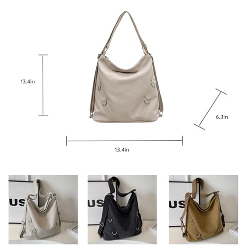 Image of Tote Bag for Women,Canvas Tote Bag with Zipper, Retro Large Capacity Casual Shoulder Handbags with Inner Pockets