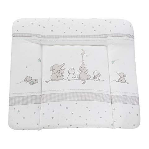 roba Wickelauflage Sternenzauber - Wickelunterlage abwischbar 85 x 75 cm - Wickeltischauflage PU-beschichtet - Sterne Motiv - Weiß / Hellgrau Cover