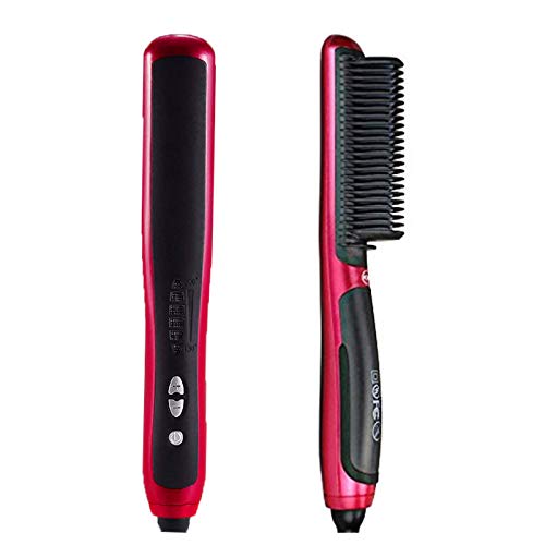 HAIRCURLER Hair Straightener Brush - Ionic Hair Straightening Brush with Anti-Scald, Auto Temperature Lock, Auto-Off and Ceramic Feature, Dual Voltage Hair Straightener Comb PTC Heating Technology