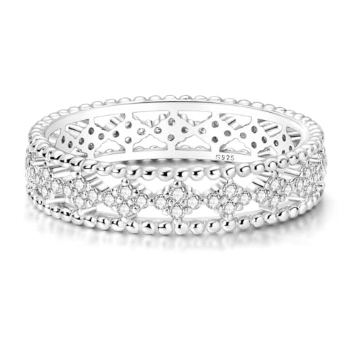 LAZA 925 Sterling Silver Ring for Women, Engagement Ring Personality Rings Cute Rings Entwined Line Cubic Zirconia Rings Simple Stackable Finger Rings Size 6-9