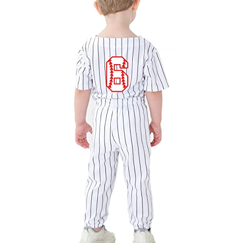 Image of BAICAIYU Toddler Boys Birthday Outfit Kids Baseball Jersey and Pants Suit Set 2nd 3rd 4 Years Old Stripe Cute Summer Clothes