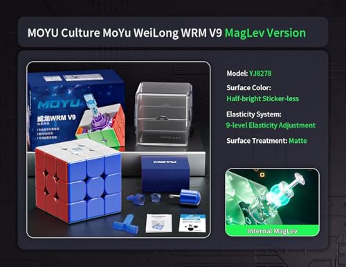 Image of HAWKISTER Moyu Wrm V9 Maglev 3X3 Stickerless Speed Cube, Moyu Weilong Wr M V9 Magnetic & Maglev Professional Flagship 3X3X3 Cube (Maglev Version), For Kid