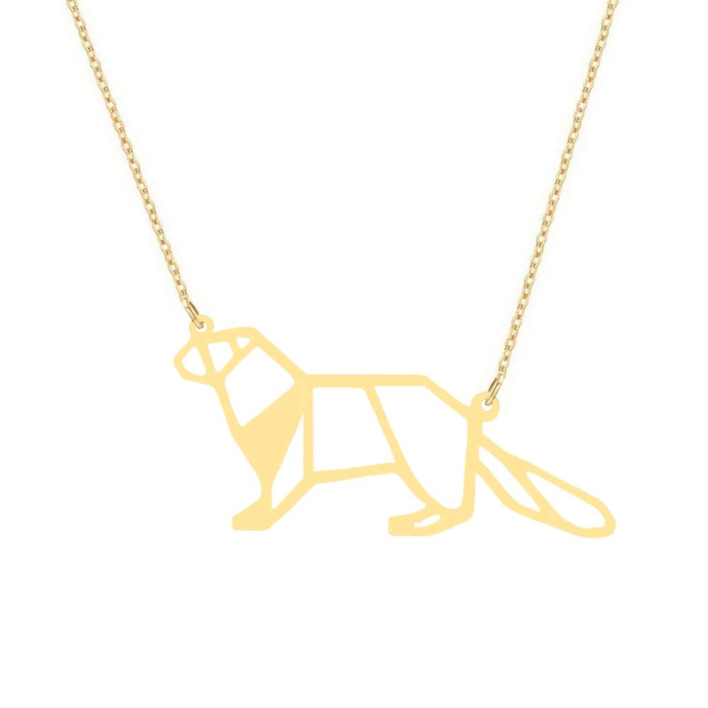 Geometric Otter Necklace Origami Elements Cute Animal Hollow Pendant Female Jewelry
