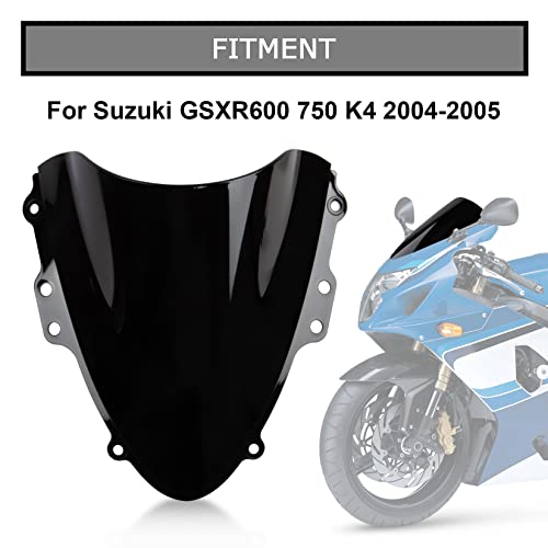Image of PSLER Windshield WindScreen Double Bubble for GSXR600 750 K4 2004-2005, Black