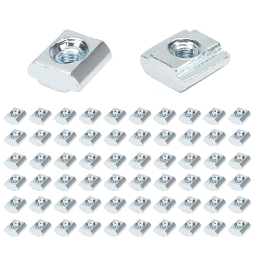 KINDPMA 60 Piezas Tuercas de Ranura en T M3 Tuercas Deslizantes de Acero al Carbono para Ranurado por extrusión de Perfil de Aluminio Serie 20