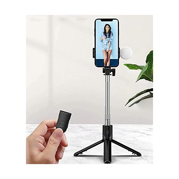 FACAZ Tragbares Handy-Stativ Selfie-Stick Rundes Licht Integriertes Fülllicht Live-Video mit Bluetooth-Handyhalter – Bild 3