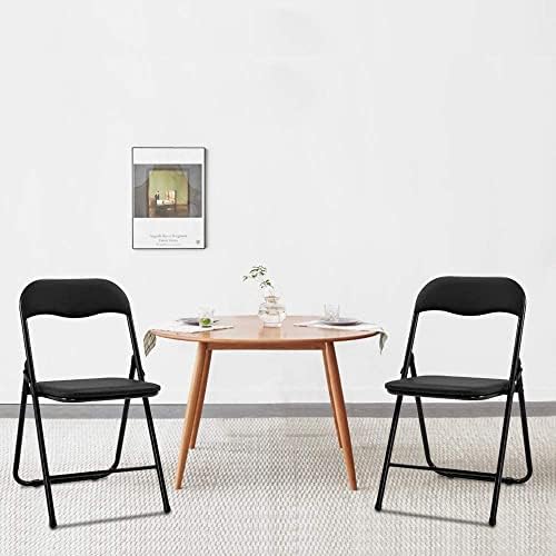LeChamp 2 Pack Folding Chairs Indoor Folding Desk Chair with Padded Seat Cushion, Fold up Chair for Bedroom Commercial Event Chair with Metal Frame Office Indoor Banquet Party Chair
