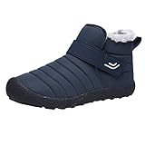 Barfußschuh HDUFGJ Damen Winter Stiefel rutschfest Warm halten Baumwollstiefel wasserdicht Reißverschluss Stiefeletten winterstiefelgefüttert Boots kurz Chelsea Boots Outdoor Premium Stiefel44 EU(Blau)