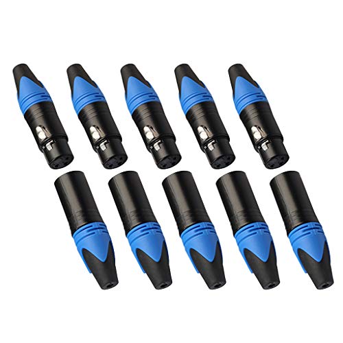 Connecteur XLR anti-parasite pour micro | 10 fiches métal 3 broches bleues faciles à souder