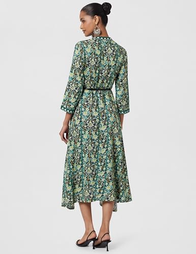 Image of BIBA Women Calf Length Liva A-Line Printed Dress