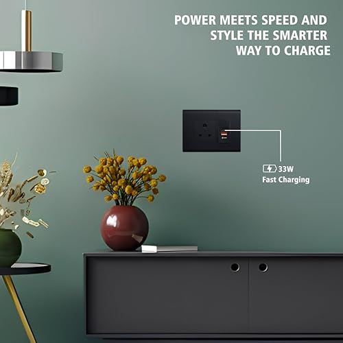 Image of MX USB Charger 35W GaN A+C Modular Module, USB-C & USB-A Fast Charging Socket for Switch Board, 22.5 x 45 mm Modular Plate, 90-270V AC Input, Wall Mounted Charger for Home & Office Panels, Black