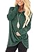 Price comparison product image Xpenyo Women's Casual Long Sleeve Tops Round Neck Twisted Sweatshirt Loose Fit T Shirt with Crossed Front Design Blouses Tunic Tops Green XXL