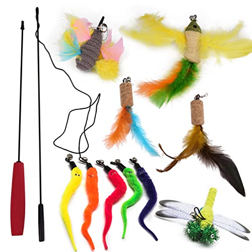 Aidiyapet Jouet Chat Interactift,Jouet à Plumes pour Chats,Jouets pour Chats,Peche Chat avec...