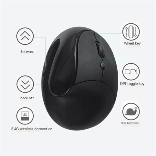 Ratón vertical ergonómico inalámbrico recargable con tres niveles de DPI para PC 5