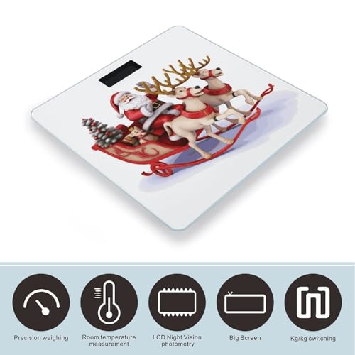 Báscula digital para baño estilo carreta de reno Santa Claus miniatura 3