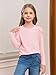 Haloumoning Girls Puff Long Sleeve T Shirts Casual Crewneck Loose Fit Tee Tops Kids Fall Clothes 5-14 Years Light Pink