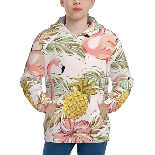 Tropical Pink Flamingo Pineapple Kid Hoodies Boys Sweatshirts Girls Pullover with Pocket