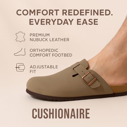 CUSHIONAIRE Haze Mens Clogs | Comfortable Slip-On Clogs for Men with Arch Support and Cork Suede Footbed | Perfect Potato Shoes for Indoor & Outdoor Use3