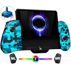 Switch Handheld Controller for Nintendo Switch Joycon Replacement, Camo-Blue Switch Joypad Controller with Hall Effect Joysticks, Ergonomic One Piece Controles Customizable with Adjustable RGB, Turbo, Mapping