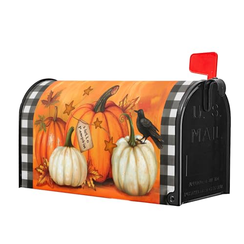 Image of Fall Mailbox Covers Magnetic Standard Size 18 X 21 Inch Retro Sunflower Pumpkin Maple Leaf Mailbox Cover Autumn Thanksgiving Mailbox Wraps Post Box Cover Decoration Outdoor Garden Home