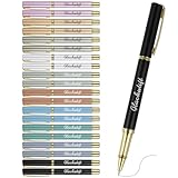 Tenare 20 Stück Glücksstifte mit Schwarzer Tinte - Elegante Metallkugelschreiber mit Clip & Motivationsaufschrift Geschenk für Kollegen, Lehrer, Prüfung, Abitur, Büro & Weihnachten
