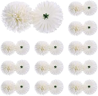 Amosfun 50Pcs Artificial Chrysanthemums Heads White Silk Hydrangea Heads Marigold Flower Heads Bulk for Home Wedding Decor DIY Wreath Art Crafts 7cm