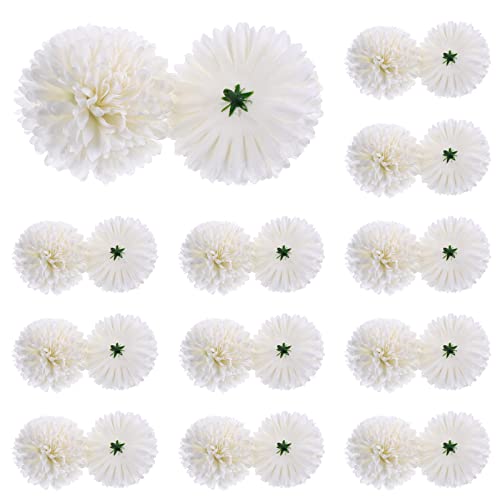 Amosfun 50pcs Faux Kiku Flowers Fake Chrysanthemum Flowers White Hydrangea Artificial Flowers White Silk Hydrangea Heads Marigold for Home Wedding Decor DIY Wreath Art Craft 7 cm