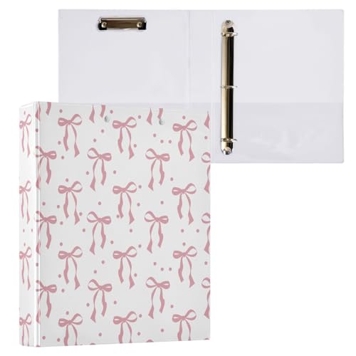 ALAZA Ribbon Polka Dot Bow 3 Ring Binder Holds of 200 Sheets Fits Letter Sized Paper D-Ring Organizer for School Home Work Office Supplies 2 Pack