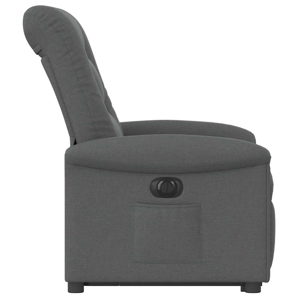 Sillón elevador reclinable eléctrico gris oscuro tejido con función de elevación e inclinación 135 grados, estructura estable y bolsillo lateral, asiento acolchado