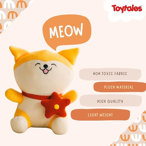 Image of TOYTALES Cat Plush Toy for Kids | Cute Soft Kitty Stuffed Animal with Flower for Girls & Boys | Baby Soft Toy | Cuddle Plush for Toddlers & Children | 20CM Cute Cat Toy