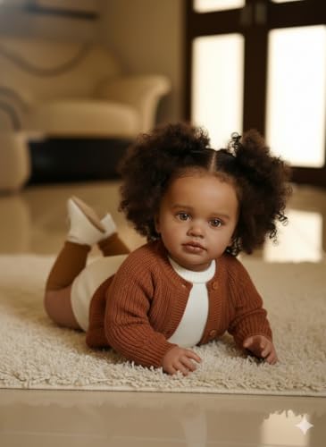 Muñeca Reborn Pippa niña negra 68 cm cuerpo de tela suave miniatura 5