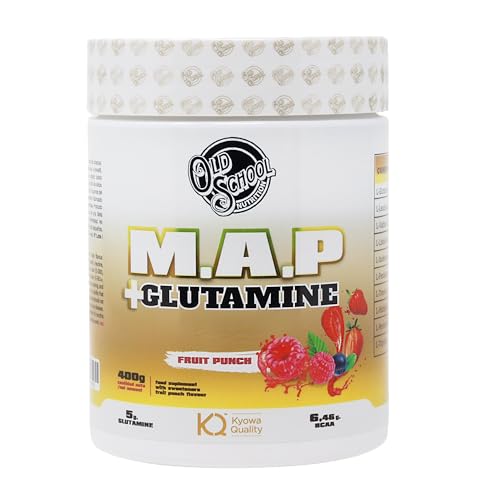 M.A.P + Glutamine 400g - Aminoácidos Esenciales con Glutamina Kyowa en polvo, sabor Ponche de frutas.