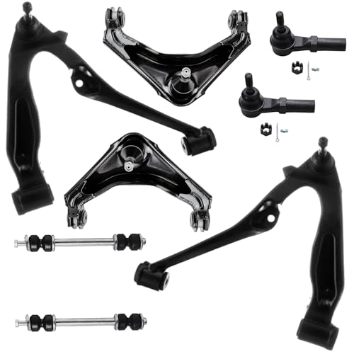 Image of Detroit Axle - 8pc Front End Kit for 2001-2010 Chevrolet Silverado GMC Sierra 2500HD 3500HD 2001-2006 Silverado Sierra 3500 Suburban Yukon XL Avalanche 2500 Upper Lower Control Arms Tie Rods Sway Bars