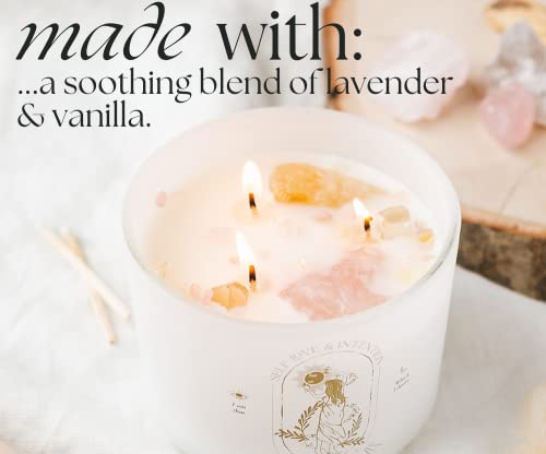 Healing Crystal Candle - 12Oz Soy Candle With Crystals Inside. Manifestation Aromatherapy Candle, Spiritual Gifts For Women. Crystals And Healing Stones, Self Love Three Wick Zodiac Astrology Candles #TOP5