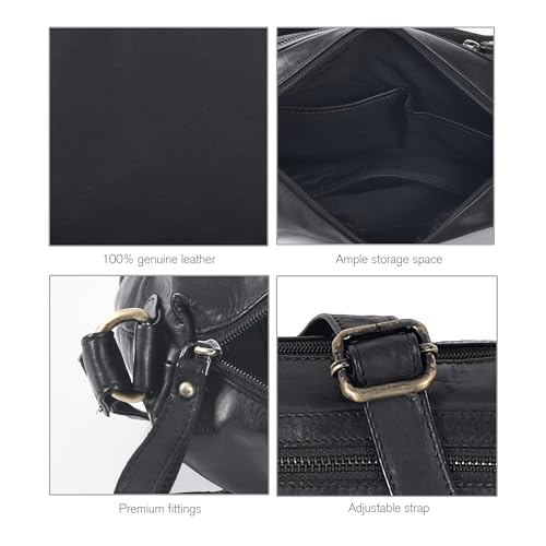 Image of Oak Leathers Women's Crossbody Bag - Genuine Leather Crossover Shoulder Purse With Adjustable Sling Strap - Medium Size