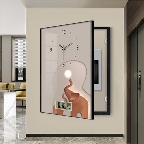 ITOSUI Cubierta para Caja de disyuntores, Cuadro Decorativo para medidor eléctrico con Reloj, decoración Oculta sin Perforaciones para Panel eléctrico, Ideal para Cualquier Pared (45 x 60 cm)