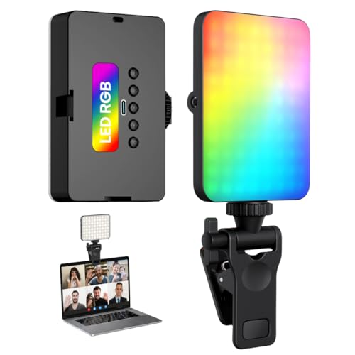 Luz de Preenchimento RGB LED Portátil com Clipes