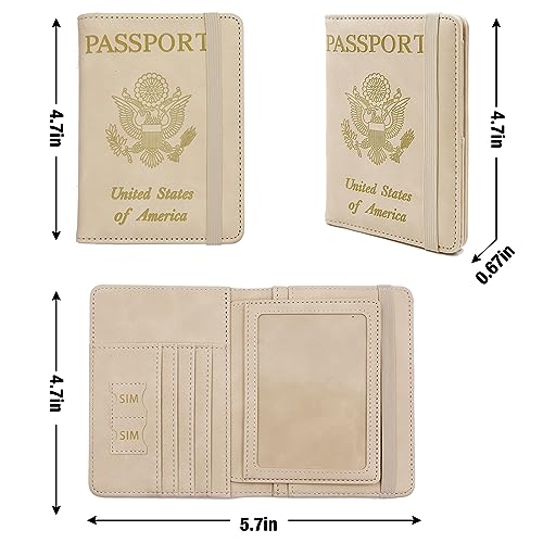 Image of Melsbrinna Rfid Passport Holder for Travel women /Men, Cute Passport Wallet Rfid Blocking Card Slots, Rfid Passport Cover /CaseTravel Wallet, Passport Book Holder (1, Beige)