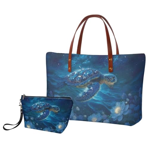 Image of 2PCS Tote Bag for Women Top Handle Purse with Wallet, Hobo Bag Tote Shoulder Bag with PU Cosmetic Bag