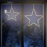 esotec Solar LED Weihnachtssterne METALL 2er Set, Ø30+40cm, Weihnachtsdeko XXL outdoor, 2800K warmweiße LEDs, Solarmodule, Akkus, Erdspieß, Weihnachtsdeko, Weihnachtsbeleuchtung, winterfest 103426