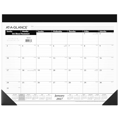 AT-A-GLANCE 2027 Desk Pad Calendar, Monthly Desk Wall Planner, 21.75" x 17" (SK220027)