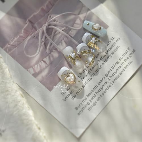 Image of Bow Nail Art Stickers Gold Nail Decals Shiny with Design Silk Bow Nails Stickers 5D Embossed Self Adhesive Nails Charms Supply for Women Girls Manicure DIY Decoration