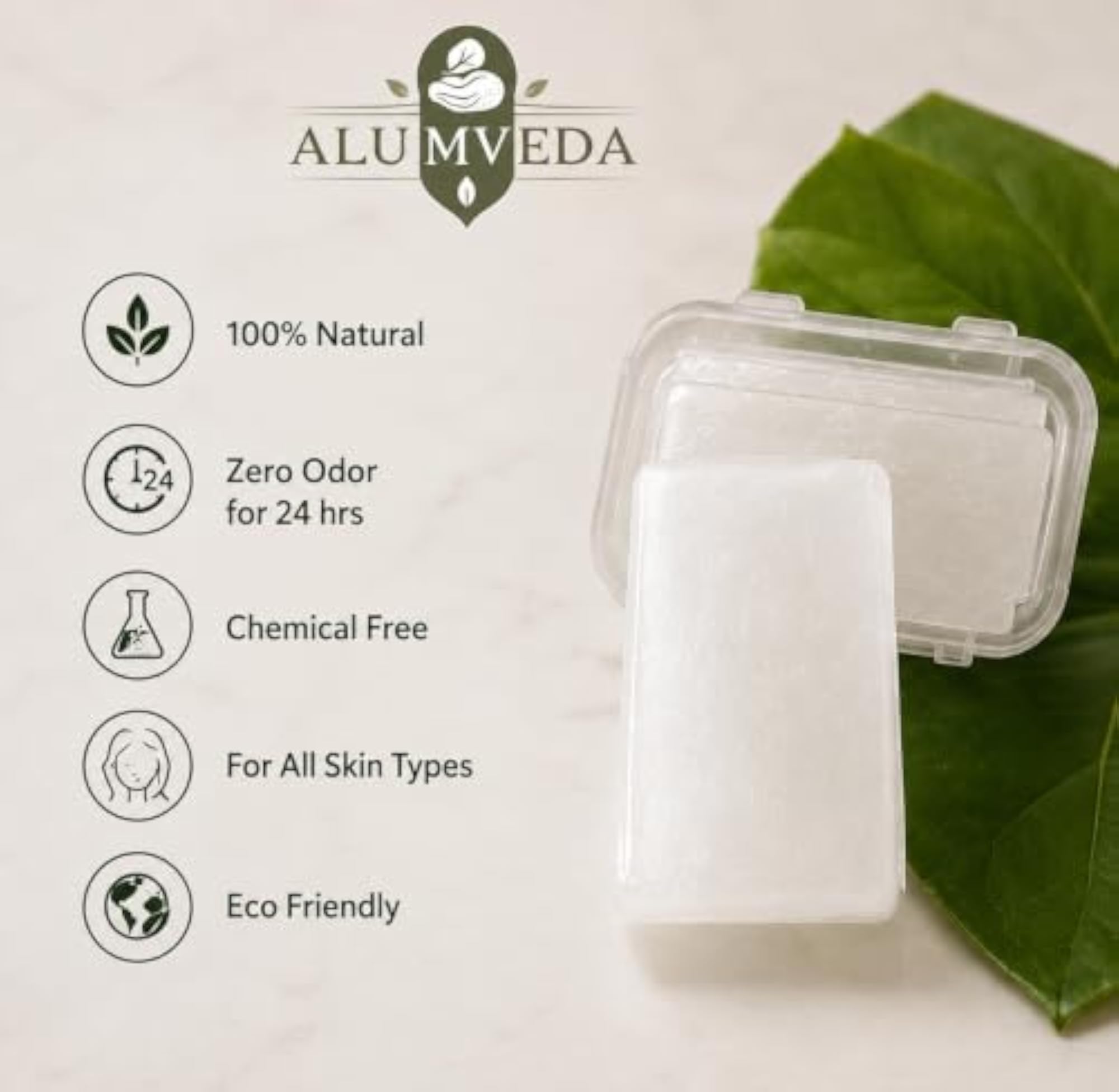 Natural Crystal Body Deodorant 100g, Mineral Salt Stick