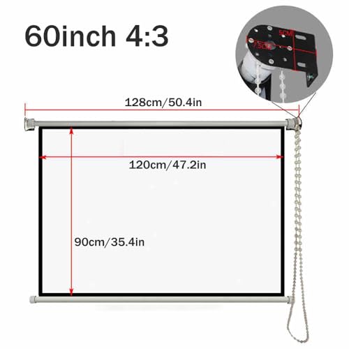Pantalla Manual Proyector 60 Pulgadas 4:3 HD 4K miniatura 7