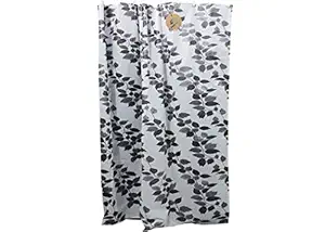 Padmansh PVC Designer Printed Water Repellant Shower Curtain, Anti Fade, Water Proof, Anti-Fungus Coating Including 14 Hooks, Width: 4.5 Feet, Height: 7 Feet, 2 Pieces (Black Leaf)