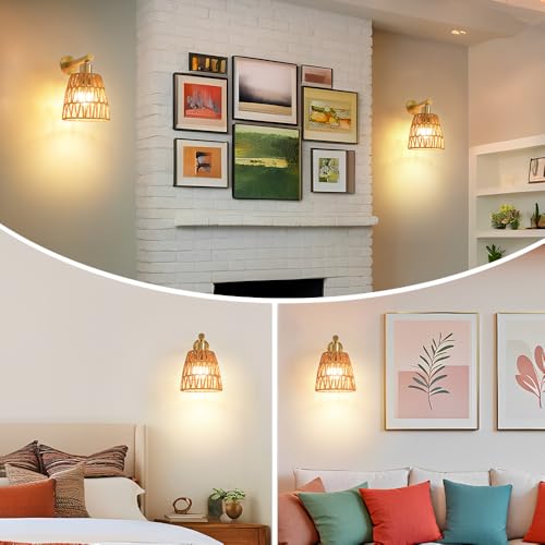 Image of Battery Operated Wall Sconce Set of 2, Gold Battery Wall Sconces, USB Rechargeable Wall Lights with 2500mAh Dimmable Bulbs and Remote, RGB 15 Colors Wireless Wall Lamps for Bedroom Living Room Hallway
