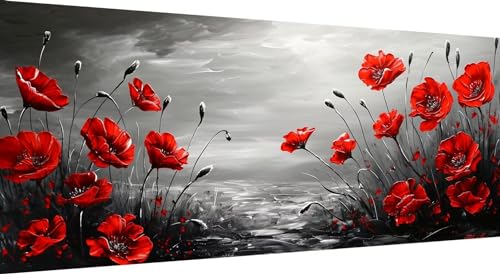 Broderie diamant kit complet fleur coquelicot 125x50cm peinture diamant adulte enfant